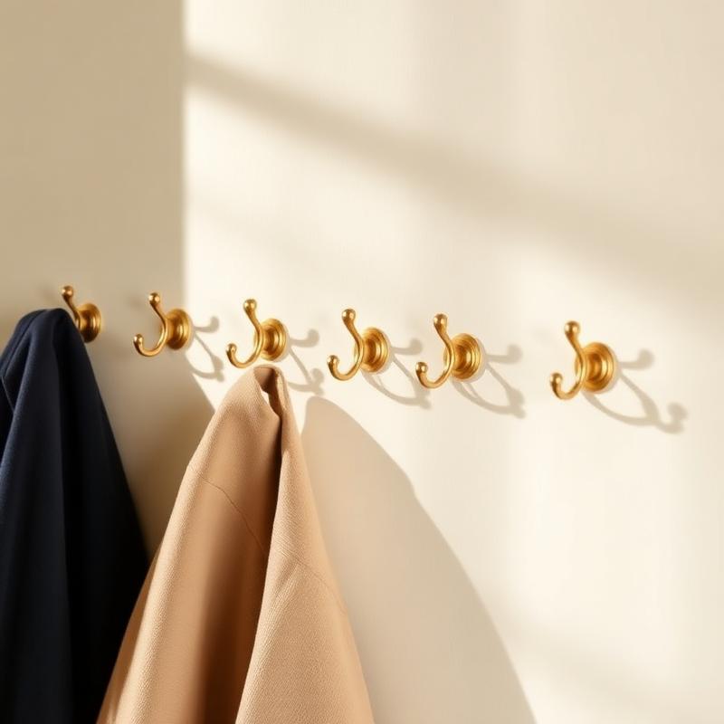 Brushed Brass Wall Hooks (Set of 6)